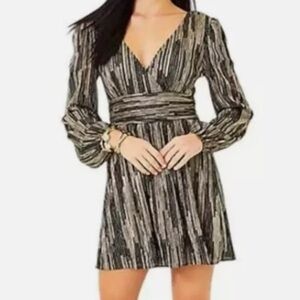 Lilly Pulitzer Riza Black and Gold metallic Romper Dress